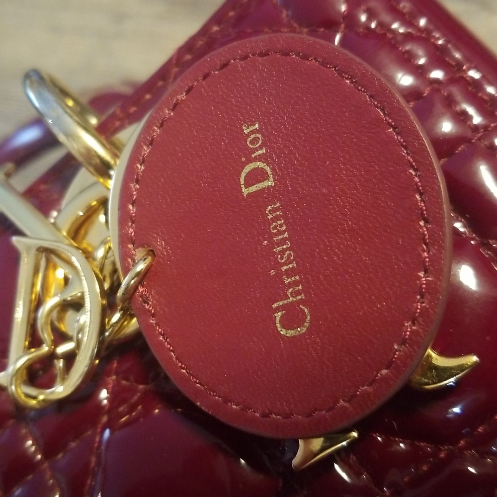 Lady Dior Christian Dior Medium Cannage Red Patent Quilted Leather Handbag - Picture 8 of 16